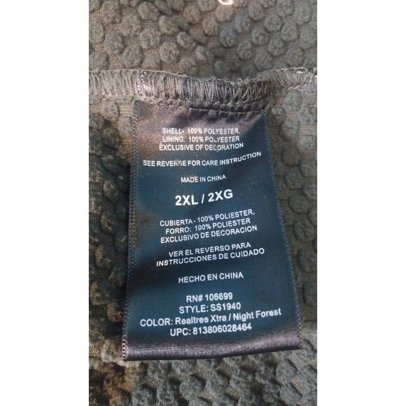 RealTree Habit Camouflage Lite Fleece Lined Full Zip Size 2XL - Picture 9 of 10